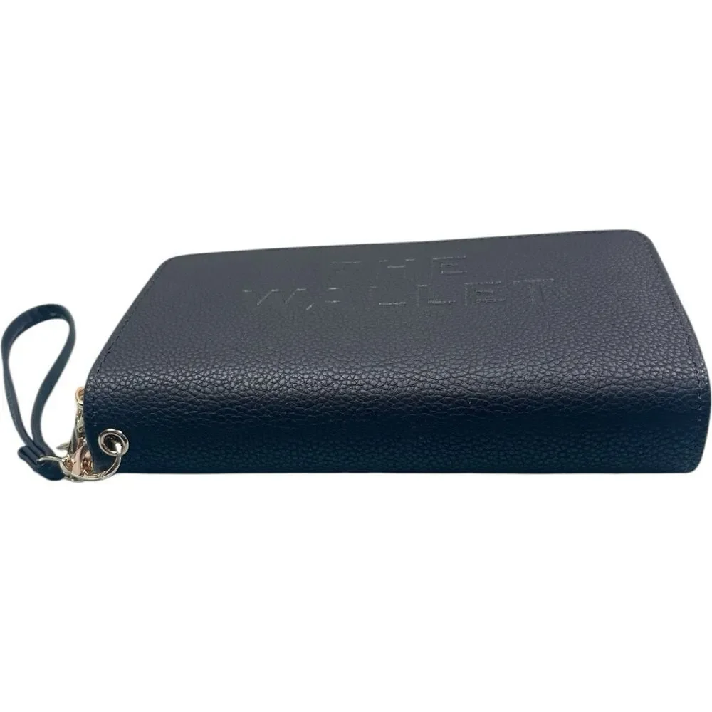 Black Designer Inspired Double Zipper Wristlet Wallet